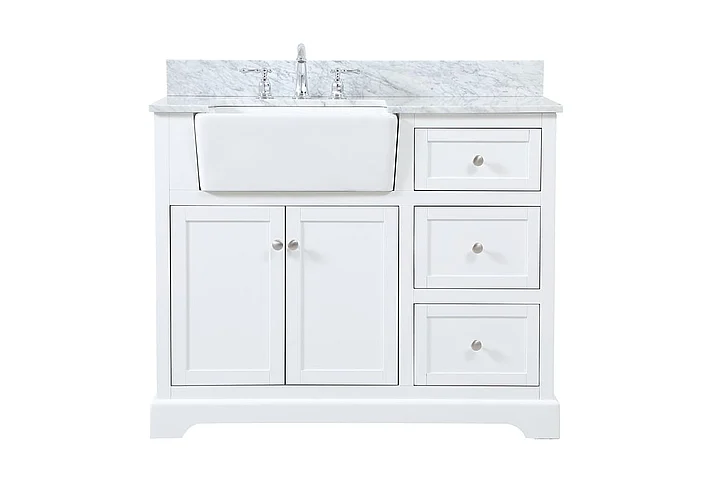 Elegant 42 In. Single Bathroom Vanity in White with Backsplash VF60242WH-BS