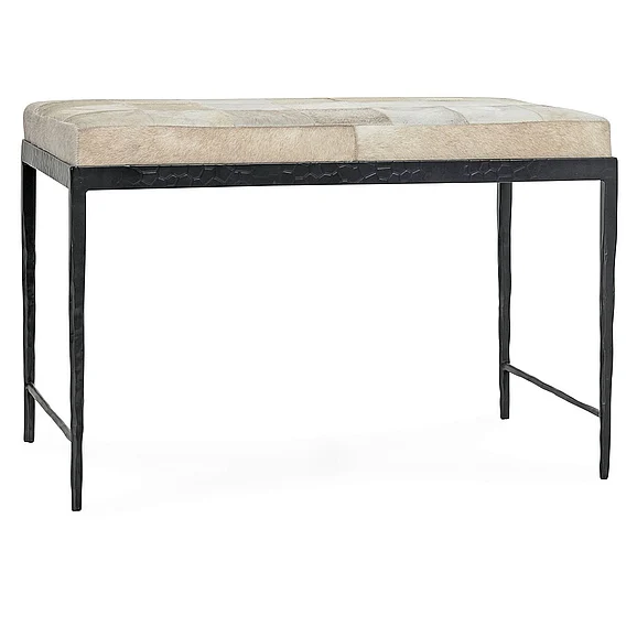 Classic Home Achen Hide 28" Bench Blonde in Ivory 53002017