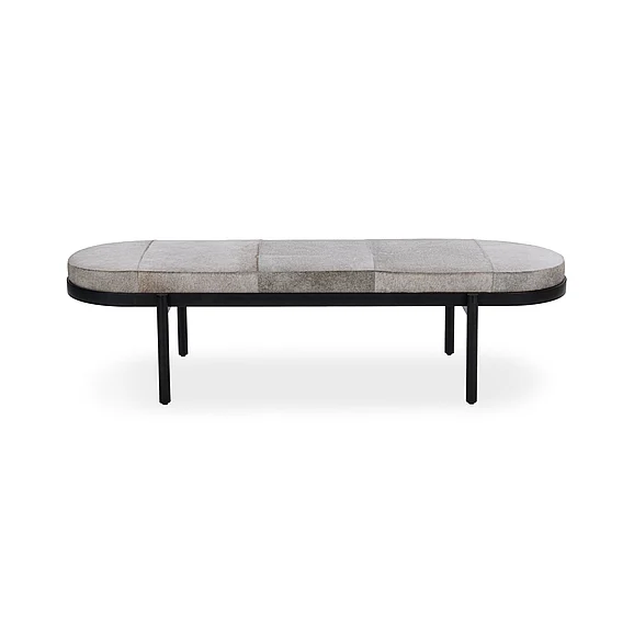 Classic Home Evelyn Hair on Hide Accent Bench in Sparrow Gray 53002134
