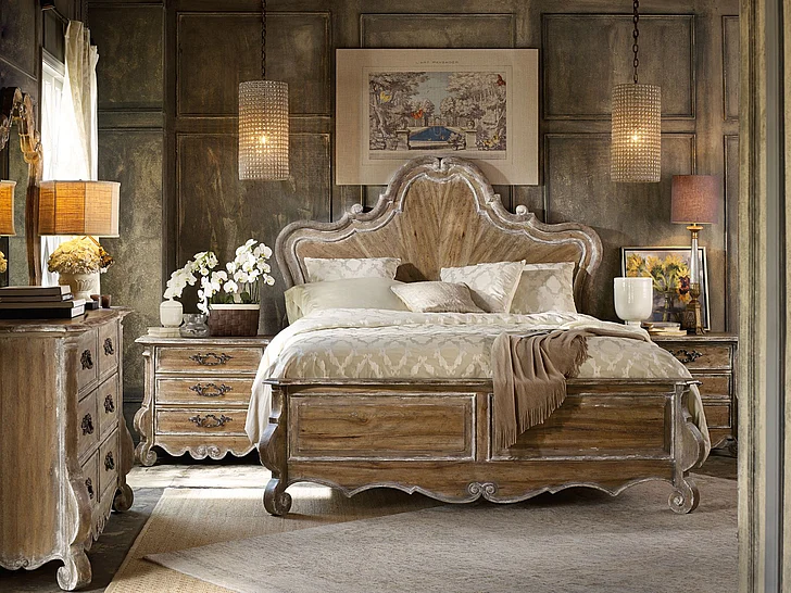Hooker Furniture Chatelet 2-Piece Wood Panel Bedroom Set in Light Wood