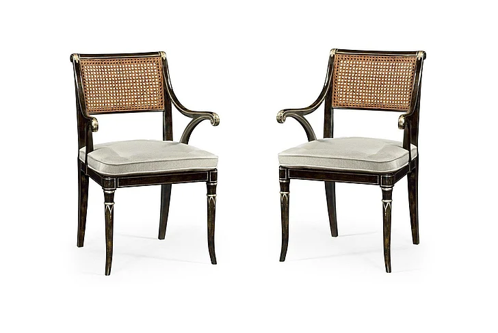 Jonathan Charles William Yeoward Linden Charcoal Wash Dining Arm Chair in Charcoal Wash 530121-AC-CHW