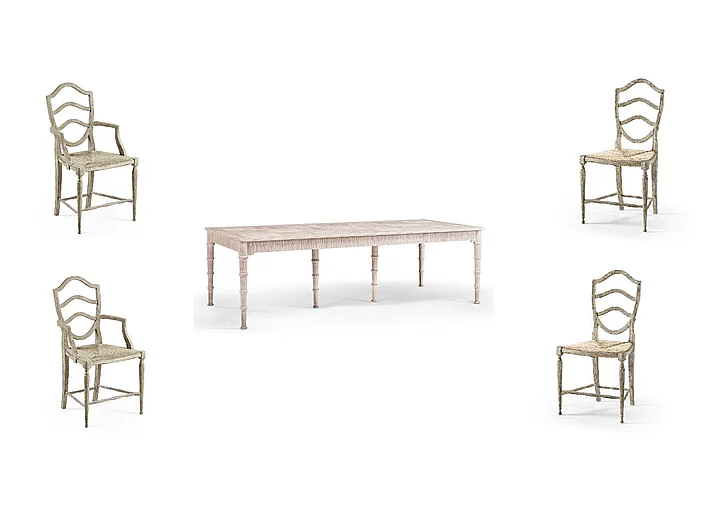 Jonathan Charles Water 5pc 100" Bywater Extending Dining Table Set in Washed Acacia