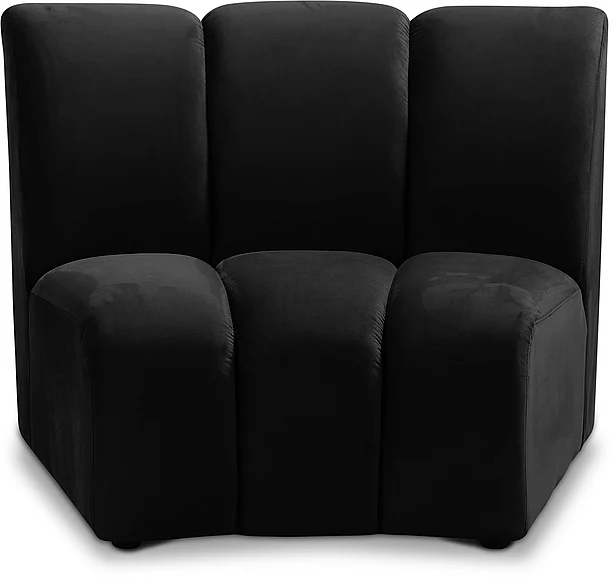 Meridian Infinity Modular Chair in Black Velvet 638Black-C