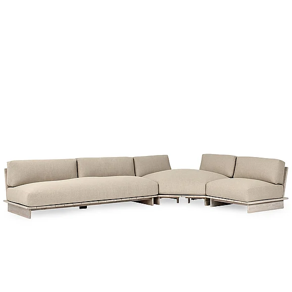 Classic Home Livia Teak 3pc Outdoor Sectional in Taupe 53051647