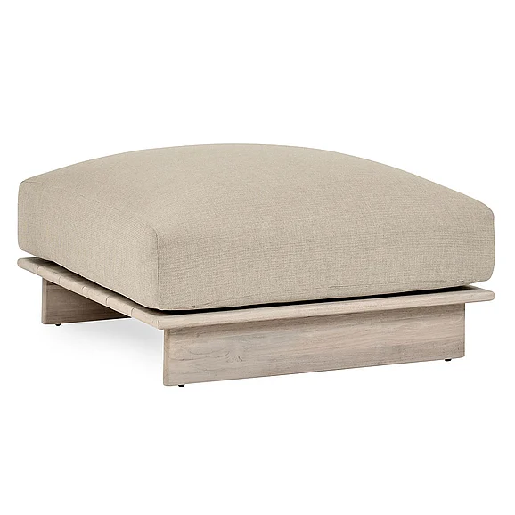 Classic Home Livia Teak Outdoor 38" Outdoor Ottoman in Taupe 53051647OT