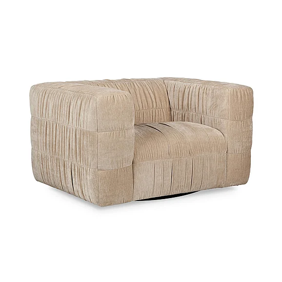 Classic Home Afeela Upholstered Fabric Swivel Chair in French Vanilla 53051827 PROMO