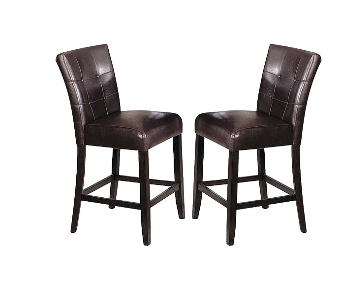 Acme Camelot Button Tufted Counter Height Chair (Set of 2) in Espresso 07055