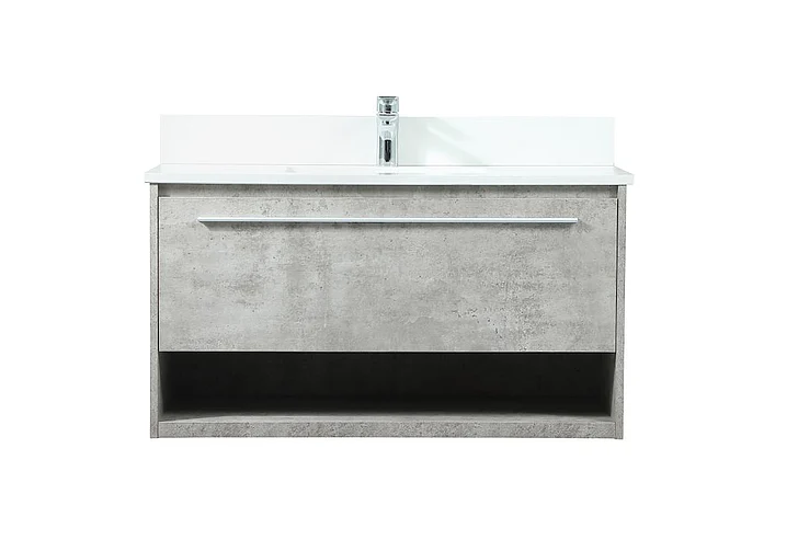 Elegant 36 In. Single Bathroom Vanity in Concrete Grey with Backsplash VF43536MCG-BS CLOSEOUT