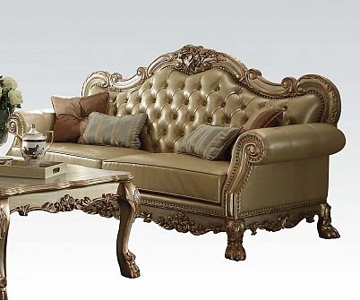 Acme Dresden Sofa w/ 4 Pillows in Gold Patina 53160