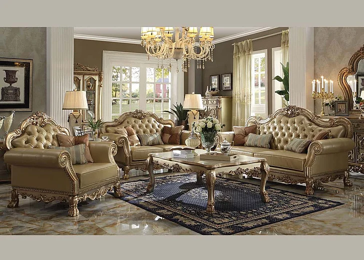 Acme Dresden 2-Piece Living Room Set in Gold Patina