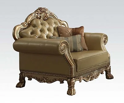 Acme Dresden Chair w/ 2 Pillows in Gold Patina 53162