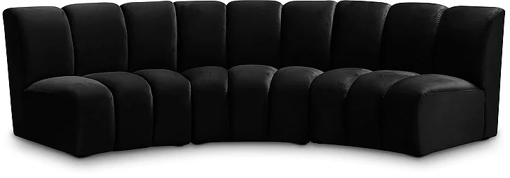 Meridian Infinity Modular Sofa in Black Velvet 638Black-3PC