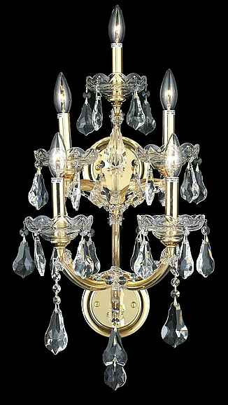 Elegant Maria Theresa 5 Light Gold Wall Sconce Clear Royal Cut Crystal 2801W5G/RC