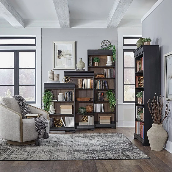 Liberty Meritage 4pc Stepped Bookcase Wall in Aged Charcoal 532-HO-SBW