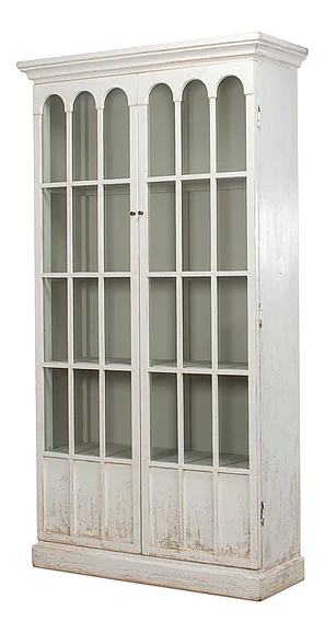Sarreid Edgar Allan Glass Bookcase in Whitewash 53227