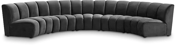 Meridian Infinity Modular 5pc. Sectional in Grey Velvet 638Grey-5PC