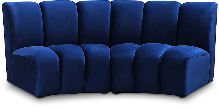 Meridian Infinity Modular Loveseat in Navy Velvet 638Navy-2PC