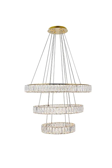 Elegant Monroe Integrated Led Chip Light Gold Chandelier Clear Royal Cut Crystal 3503G3LG
