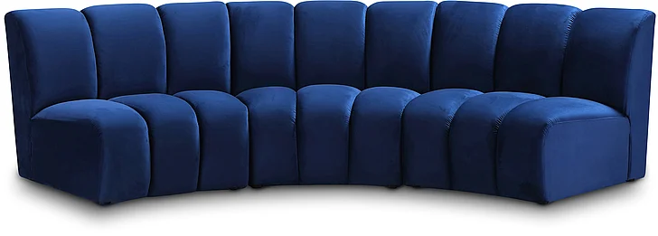 Meridian Infinity Modular Sofa in Navy Velvet 638Navy-3PC