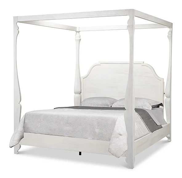 Sarreid Madeline Bungalow King Poster Bed in Bungalow White