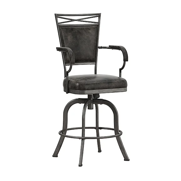 Hillsdale Furniture Bridgetown Tilt Base Metal Counter Height Swivel Stool in Pewter and Dark Gray 5331-826 (Set of 2)