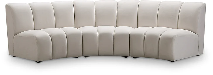 Meridian Infinity Modular Sofa in Cream Velvet 638Cream-3PC