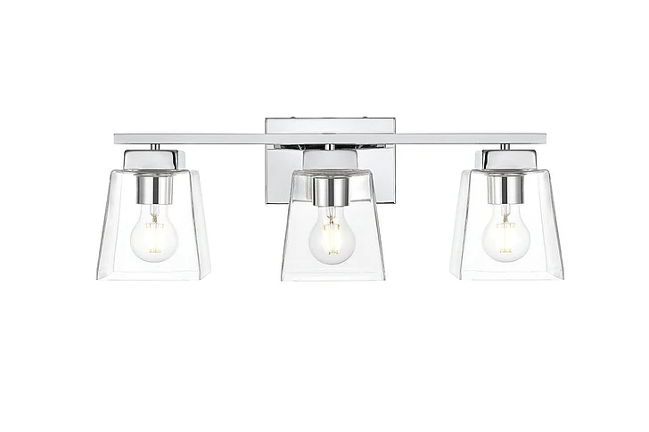 Elegant Merrick 3 Light Chrome and Clear Bath Sconce LD7312W23CH CLOSEOUT