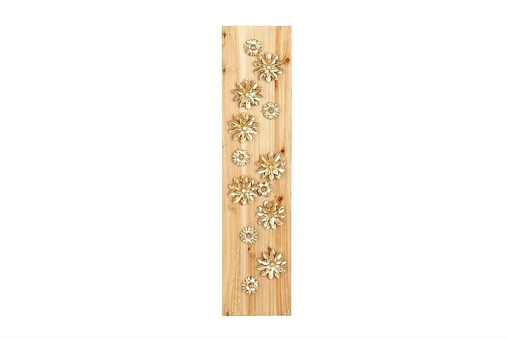 UMA Gold Wood Floral Wall Decor, 9" x 2" x 39" | 53391 CLOSEOUT