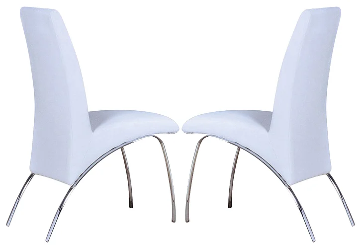 Acme Pervis Modern Dining Side Chair (Set of 2) in White/Chrome 71107