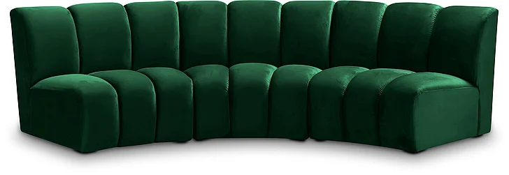 Meridian Infinity Modular Sofa in Green Velvet 638Green-3PC
