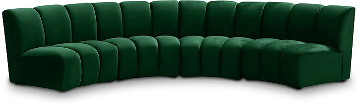 Meridian Infinity Modular 4pc. Sectional in Green Velvet 638Green-4PC