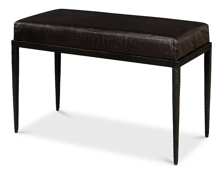 Sarreid Duke Ridged Iron Bench in Black 53431