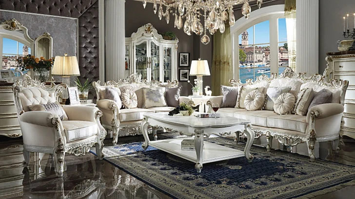 ACME Picardy 2pc Sofa Living Room Set in Antique Pearl 534