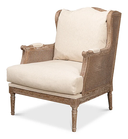 Sarreid Ava Chair in Whitewash/Beige 53479