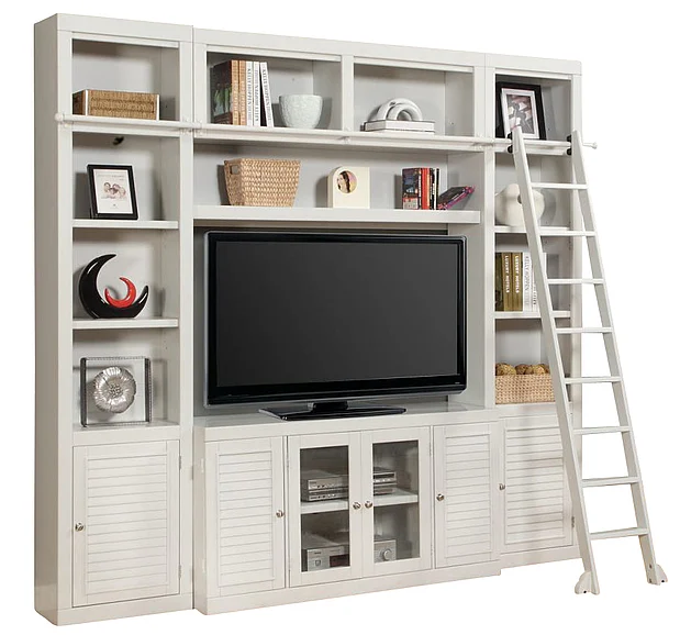 Parker House Boca 4 Piece Entertainment Wall w/o Ladder in Cottage White PROMO