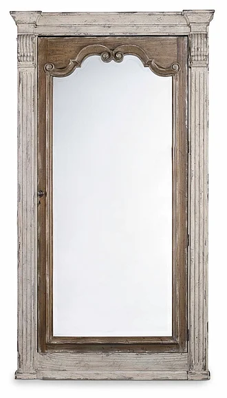 Hooker Furniture Chatelet Floor Mirror with Jewelry Armoire Storage in White 5351-50003