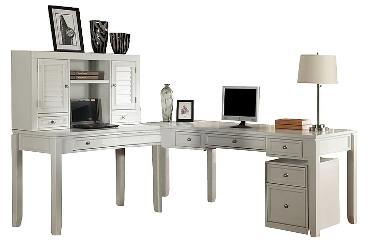 Parker House Boca 5-Piece L-Shaped Modular Office Desk in Cottage White PROMO