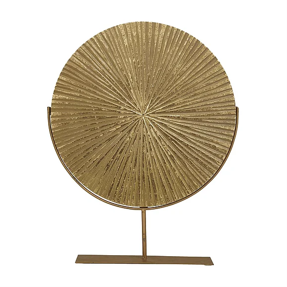 UMA CosmoLiving by Cosmopolitan Gold Metal Starburst Carved Decorative Sculpture with Stand, 18 x 4 x 23 | 53583