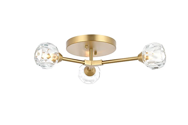 Elegant Zayne 3 Light Flush Mount in Gold 3508F18G