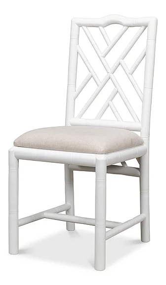 Sarreid Brighton Bamboo Side Chair in White 53705 (Set of 2)