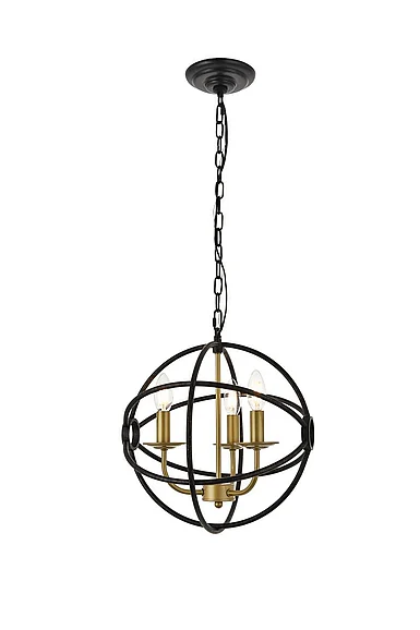 Elegant Octavia 3 Light Brass and Dark Brown Pendant LD4006D14BRD CLOSEOUT