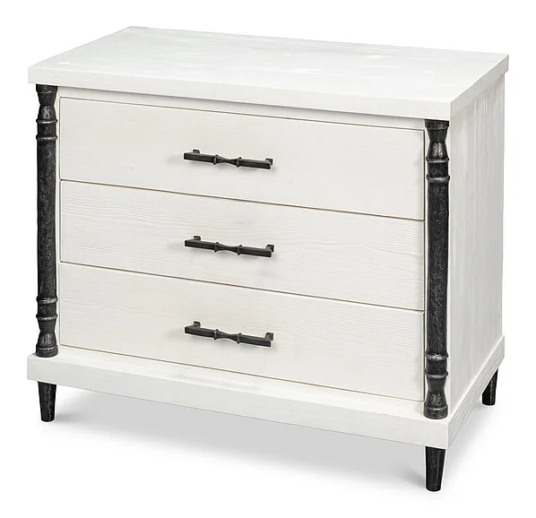 Sarreid Elegance Nightstand in White 53762 CLOSEOUT