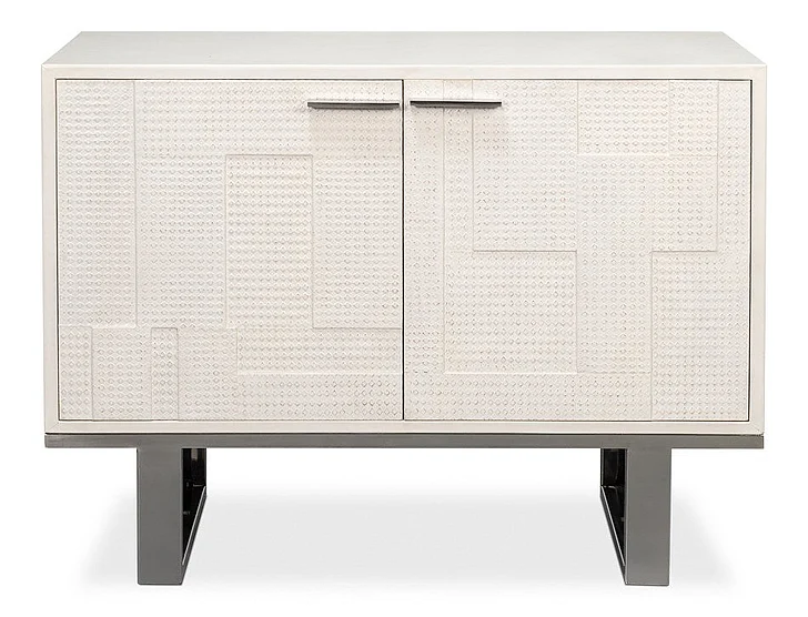 Sarreid Bronzini Credenza, Small,Embossed White 53782-W