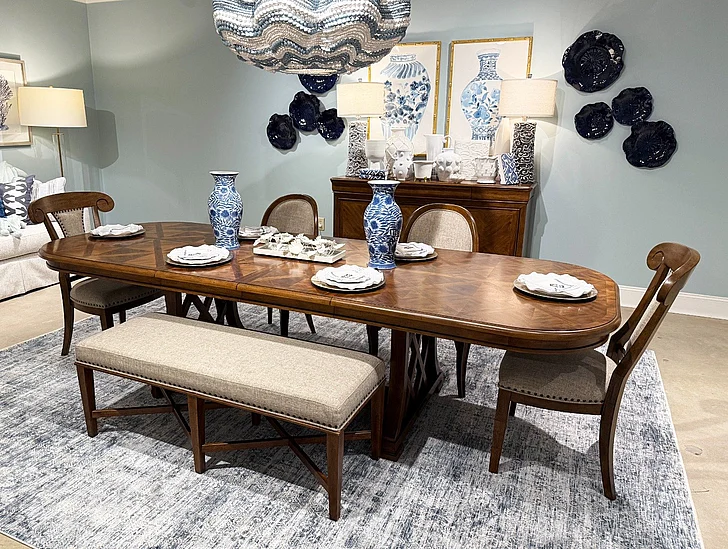 Legacy Classic Echelon 6pc Trestle Dining Room Set in Heritage Walnut