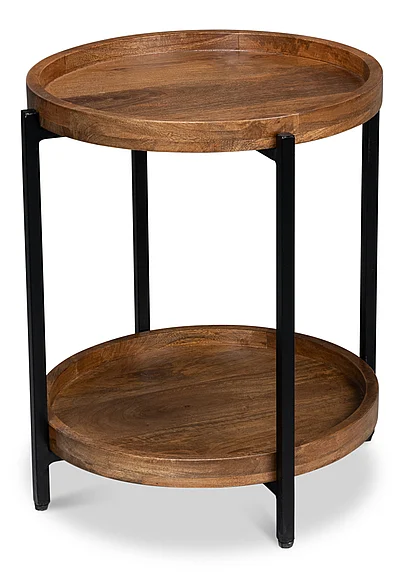 Sarreid Profile Round End Table in Brown/Black 53837