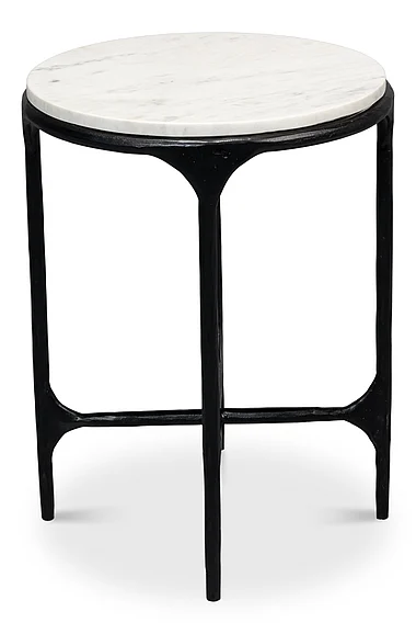 Sarreid Anapa Round End Table in White/Black 53839