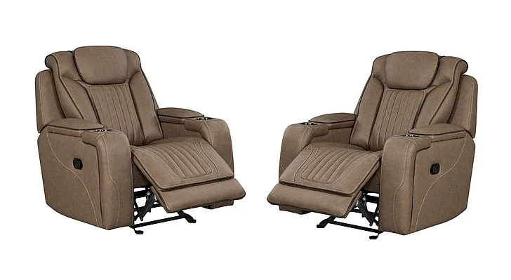 Corinthian Lunas Power Headrest Recliner in Houston-Wood FG53906-19HR (Set of 2)