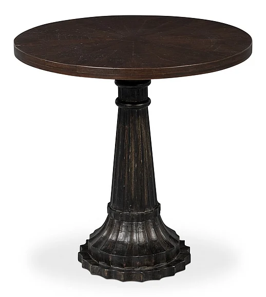 Sarreid Alister Round End Table in Antique Walnut 53921