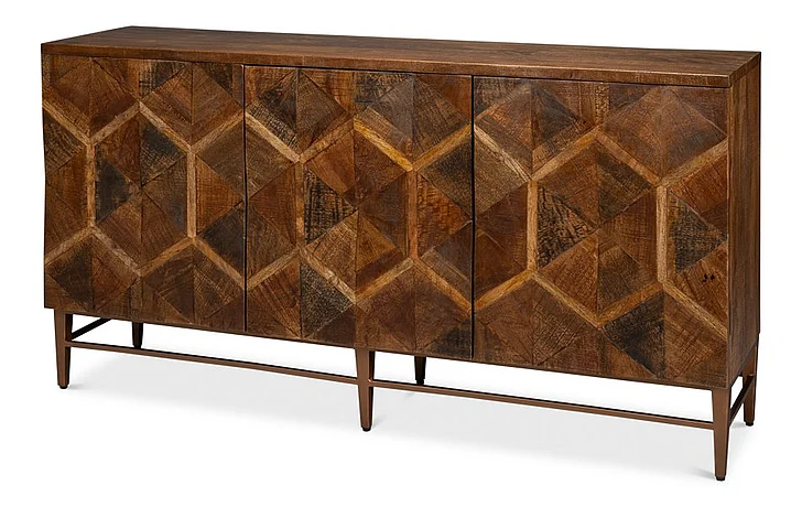 Sarreid Geo 3 Door Sideboard in Brown 53924