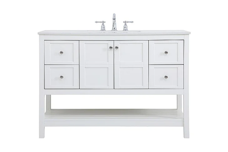 Elegant 48 In. Single Bathroom Vanity in White VF16448WH
